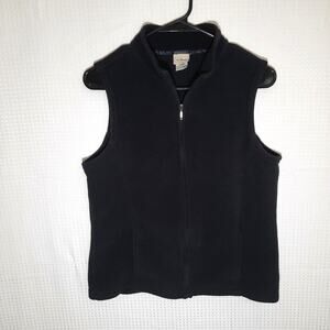 L.L. Bean Women’s M Fleece Vest Black Full Zip Outdoors USA Core Look